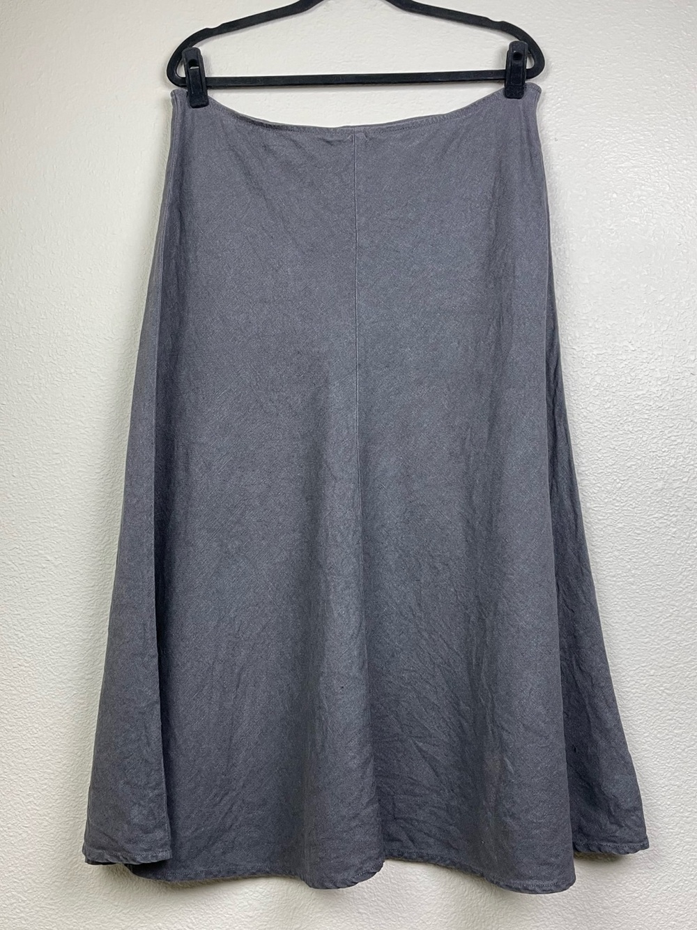 Eileen Fisher Women's Medium 100% Irish Linen A-Line Midi Skirt Washed Black